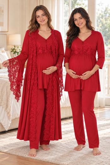 Effortt 3015  Vişne Prenses Sabahlıklı Lohusa Pijama Takımı